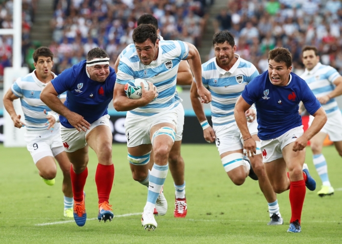 Rugby match between France and Argentina during the World Cup