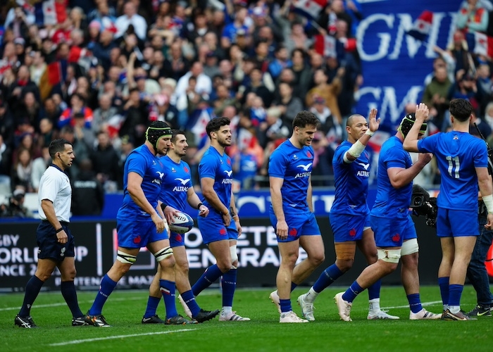 Rugby match between France and Wales during the Six Nations Tournament
