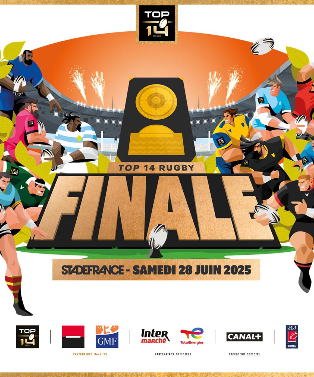 Official poster of the Top 14 rugby final match in Stade de France Paris