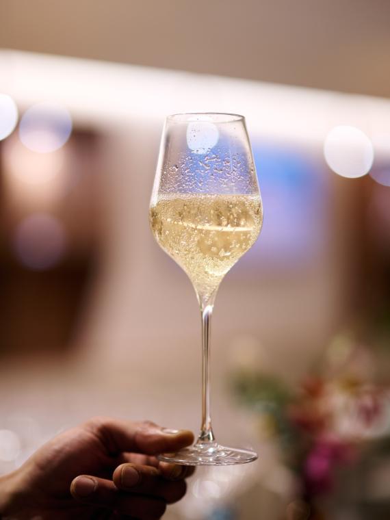 Champagne served at the Salon Ferveur VIP hospitality area at the Stade de France