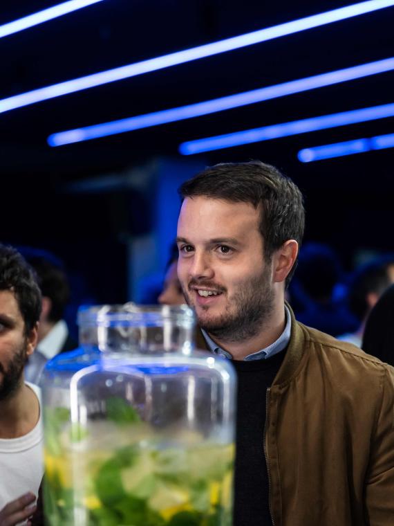 Hospitality area at the Adidas Arena offering a selection of drinks for Paris Basketball fans, enhancing the game-day experience