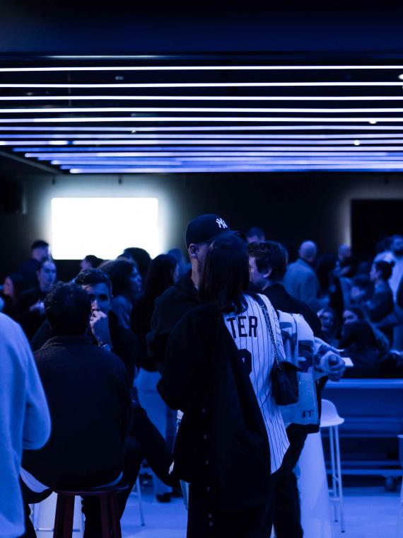 Immersive hospitality area at the Adidas Arena for Paris Basketball, providing fans with an engaging and premium game-day experience