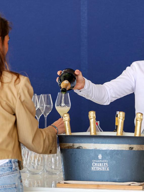 Longines Paris Eiffel Jumping hospitality area with champagne offer.