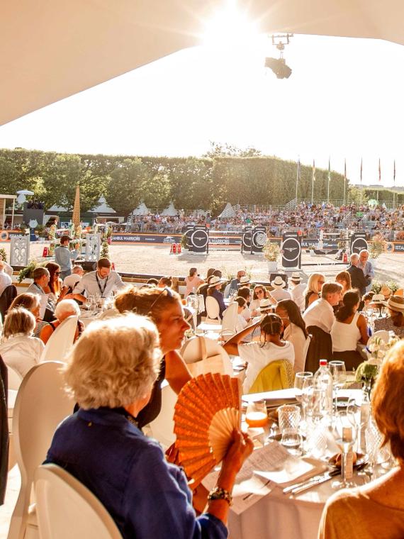 Longines Paris Eiffel Jumping hospitality area with cocktail and food offer.