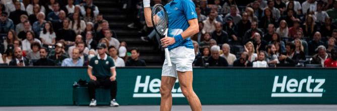 Tennis player Novak Djokovic during a Paris Bercy Masters 1000 match