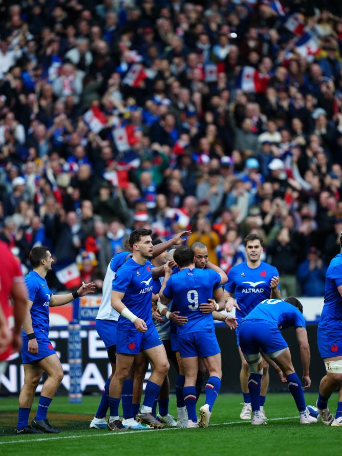 Des joueurs de l'équipe de France pendant un match de rugby