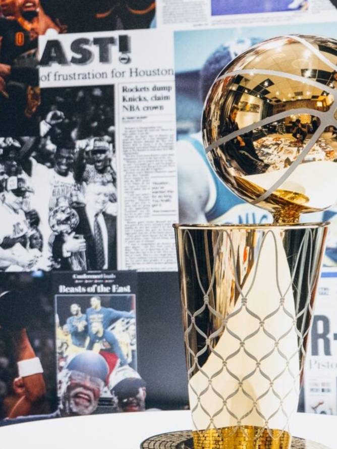 Nba trrophy on a table