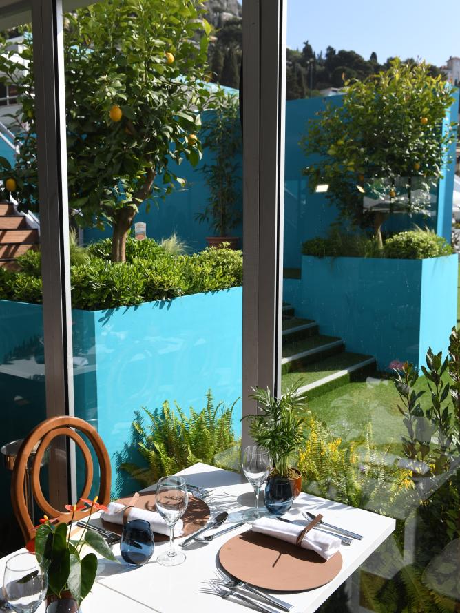 Table view of the hospitality area in Monaco