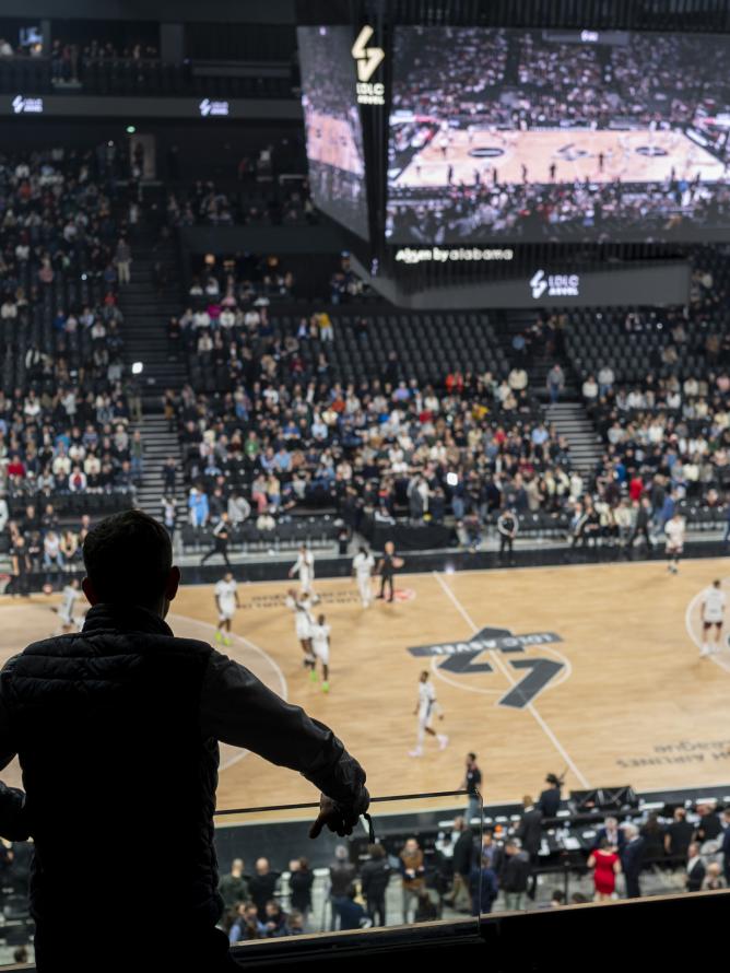 Euroleague basketball, view from the VIP lounge offering an exclusive and elevated game experience