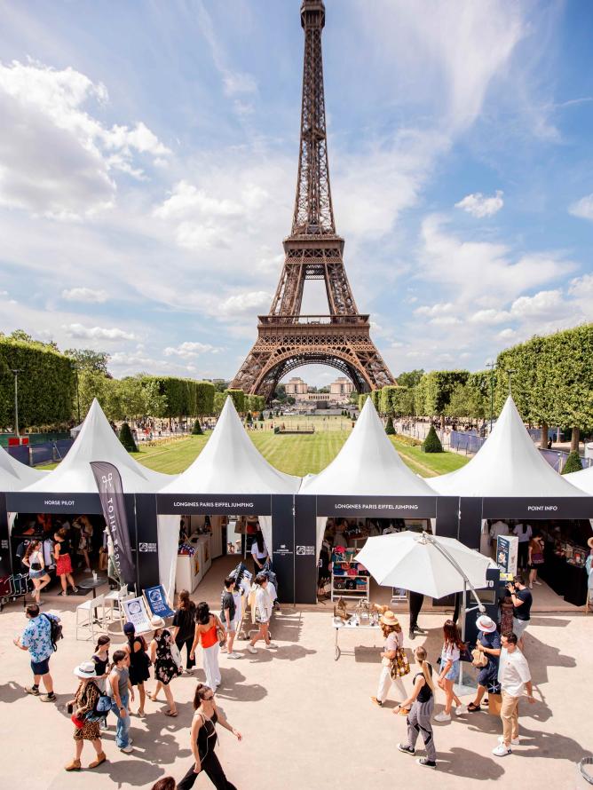 view of the hospitality lounge village stand at the LONGINES PARIS EIFFEL JUMPING