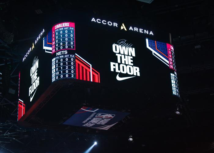 Score board Accor Arena Game Cleveland versus Detroit